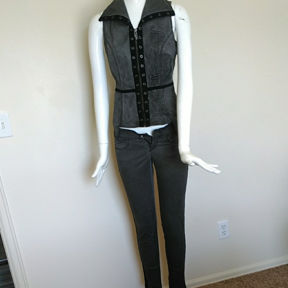 Harley Davidson vest and pants set corset top
